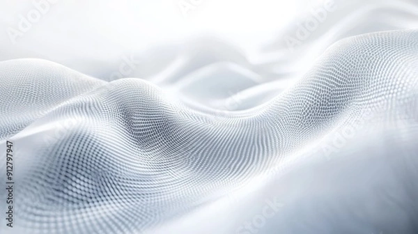 Obraz Abstract white and gray wavy surface with a dot pattern.