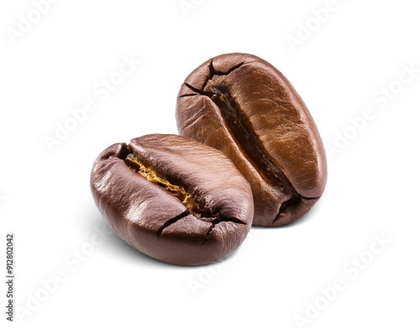 Fototapeta Two coffee beans isolated on transparent background