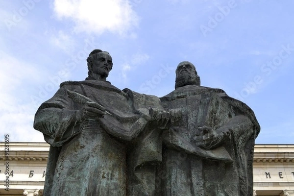 Fototapeta Saints Cyril and Methodius holding the Cyrillic alphabet