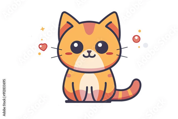 Obraz Adorable cartoon-style orange cat with a happy expression. Perfect for children's illustrations, stickers, and cute designs.