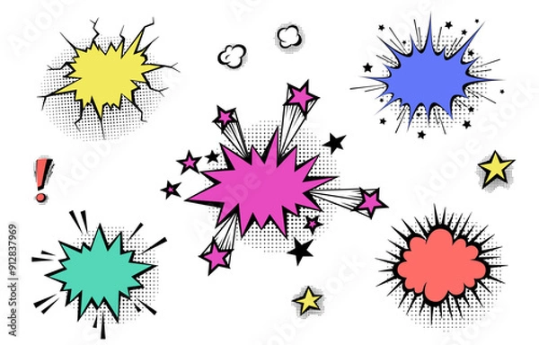 Obraz Speech bubbles with halftone shadows in cartoon, comic style.