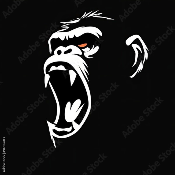 Fototapeta  stylized drawing of bad profile monkey, the monkey is screamin
