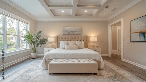 Obraz With opulent bedding, gentle lighting, and premium finishes, this bedroom embodies an atmosphere of quiet luxury and ultimate comfort.
