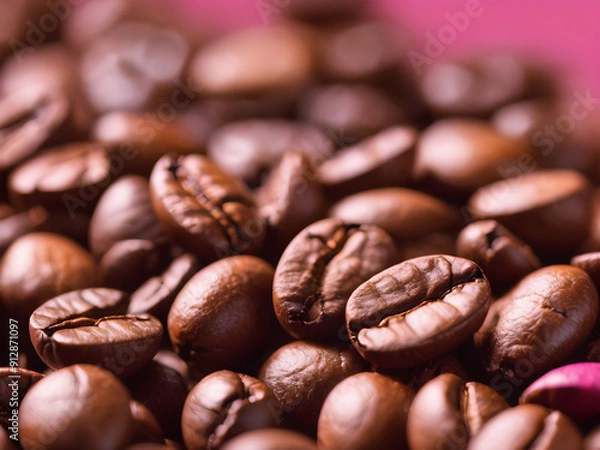 Obraz Coffee and Beans with pink Background