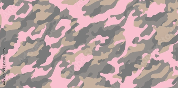 Obraz Pink camouflage military pattern, seamless pattern. Vector camouflage pattern for clothing design.