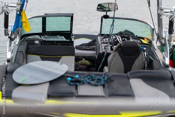 Obraz The position that the helmsman occupies on a boat.