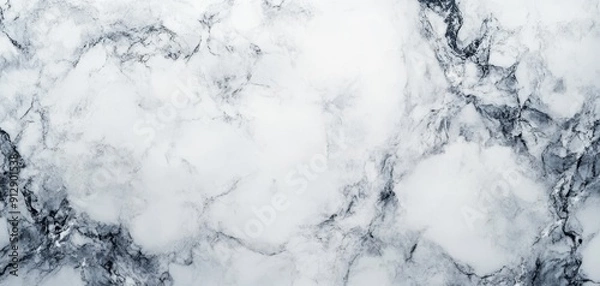 Fototapeta Elegant white marble texture with natural black veining, perfect for backgrounds, design projects, or showcasing modern luxury.