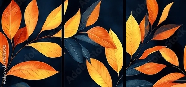 Obraz A three-panel botanical artwork