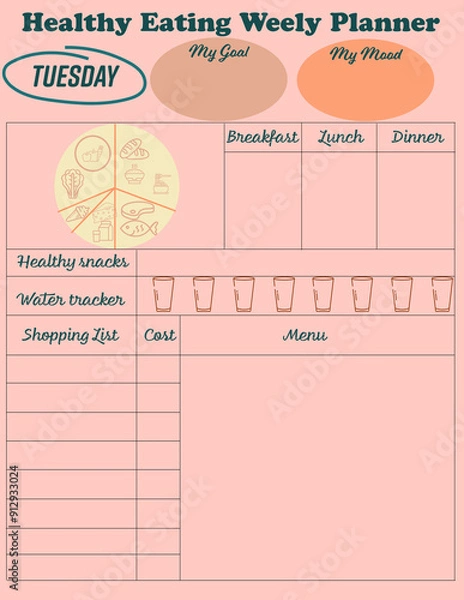 Obraz Healthy eating weekly planner