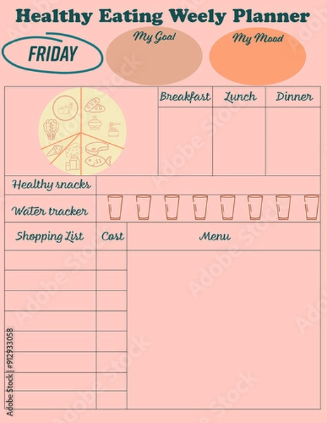 Obraz Healthy eating weekly planner