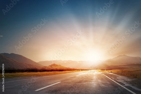 Obraz Zachód słońca nad drogą