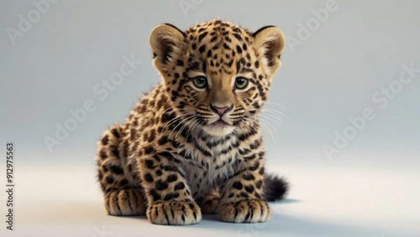 Fototapeta Jaguar cub on white background