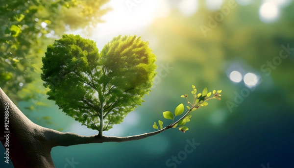 Fototapeta a tree branch, symbolizing unity and love for nature in an environmental concept."