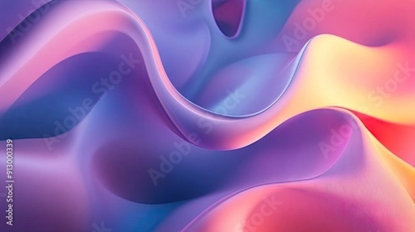 Fototapeta 3D render of abstract fluid geometric shapes with a dynamic gradient backdrop. Great for design elements.