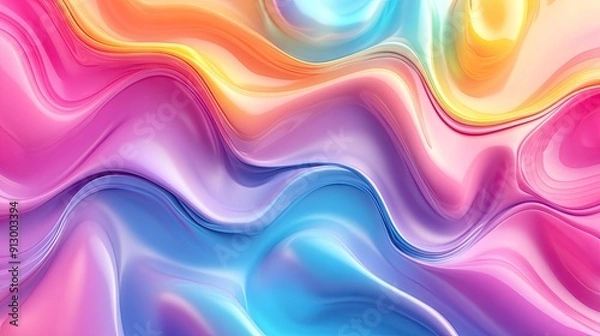 Obraz Abstract fluid 3D geometry with a colorful gradient background. Versatile design element for various uses.
