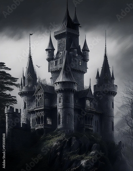 Fototapeta ハロウィンに登場しそうな古いダークな雰囲気の古城