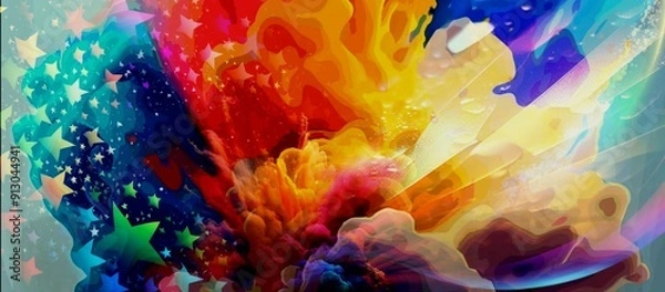 Obraz vibrant mix of colors and patterns with star shape abstract background illustration 