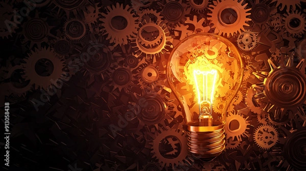 Fototapeta Illuminated Gears of Innovation. Generative AI