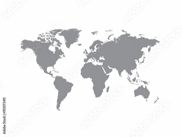 Obraz A world map is drawn in black and white. The map is a simple outline of the world, with no details or colors. The map is very minimalistic and conveys a sense of simplicity and clarity