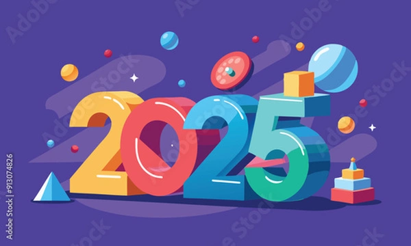 Fototapeta 2025 New Year Celebration Vector Design