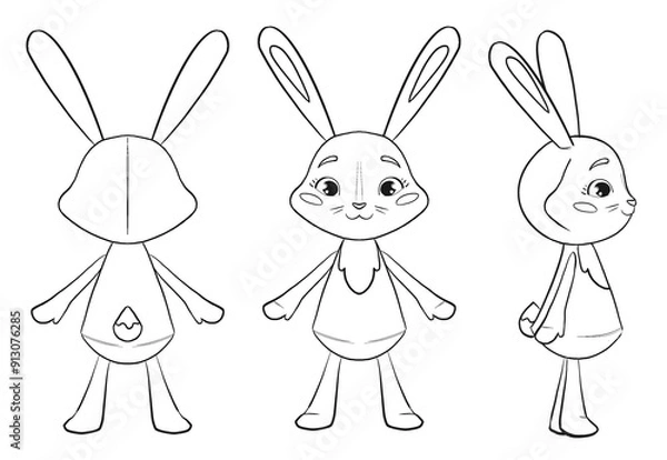 Obraz cute rabbit bunny coloring page 