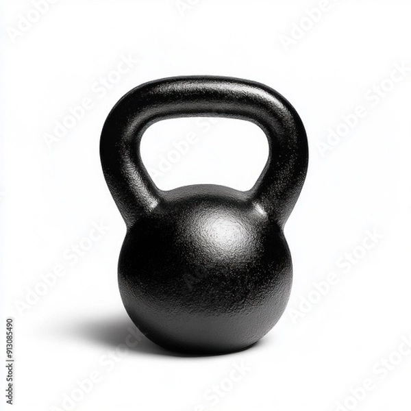Fototapeta Black kettlebell isolated on a white background. Generative ai.