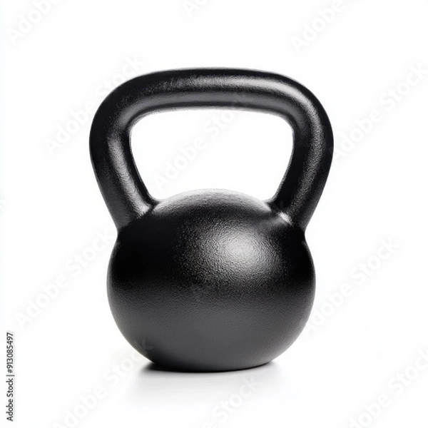 Obraz Black kettlebell isolated on a white background. Generative ai.