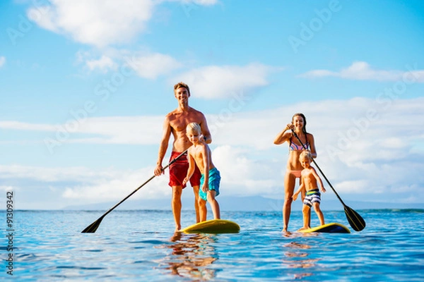 Obraz Rodzinna zabawa, wiosłowanie na stojąco