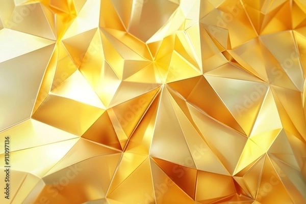 Fototapeta gold low poly shapes, abstract background, 3d render 