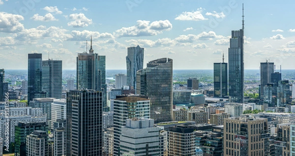 Obraz Panoramic. view of modern skyscrapers and business centers in Warsaw. View of the city center from above. Warsaw, Poland.