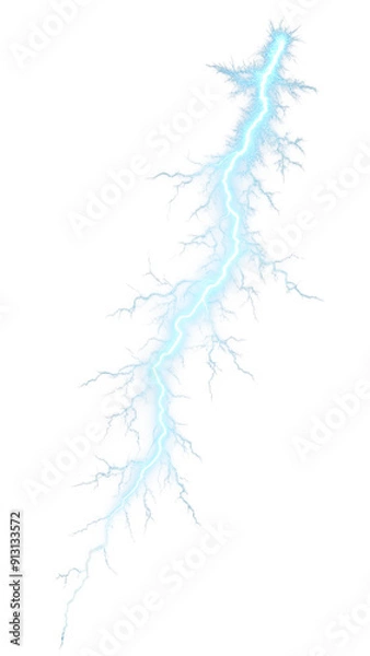 Fototapeta Blue lightning bolt isolated on transparent background