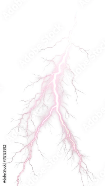 Fototapeta Vertical pink lightning bolt on transparent background