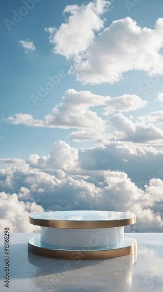 Fototapeta Round Table Floating in Cloudy Sky