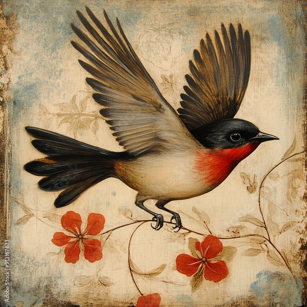 Obraz bird on a branch generative IA