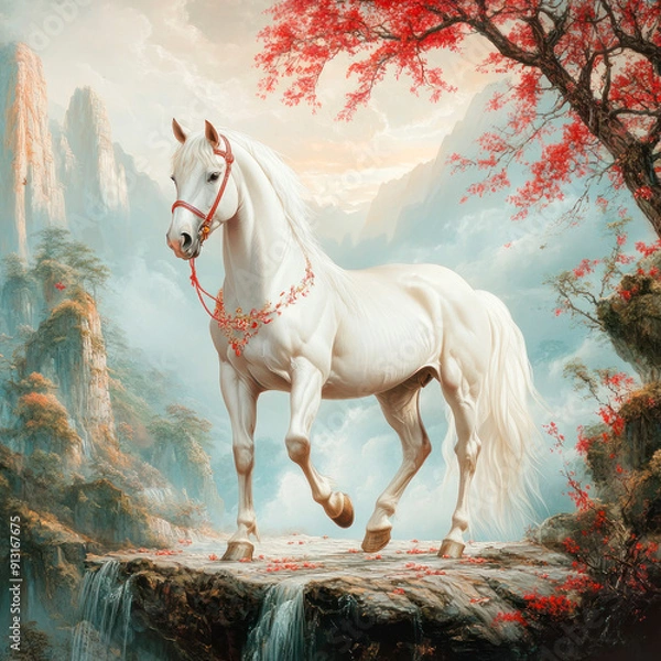 Obraz horse in the woods generative IA