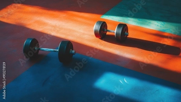 Obraz Dumbbells on the floor at the gym