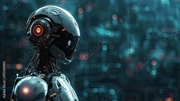 Fototapeta Futuristic Robot in a Technological Setting