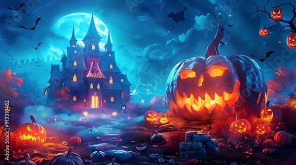 Fototapeta hallowen background with pumpkin