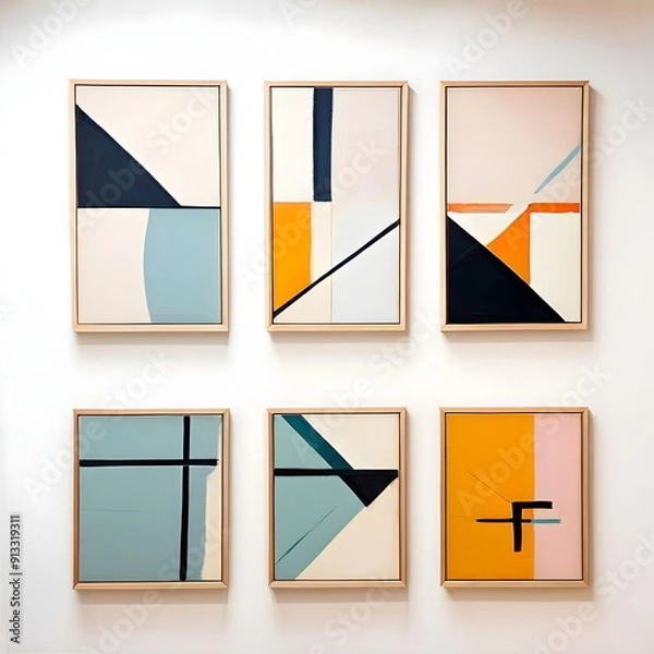 Obraz framed painting with abstract geometric shape