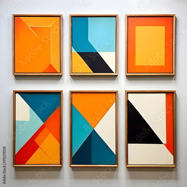 Obraz framed painting with abstract geometric shape