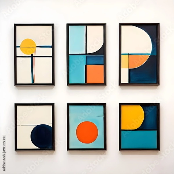 Obraz framed painting with abstract geometric shape