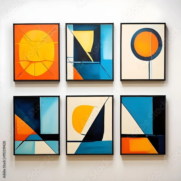 Obraz framed painting with abstract geometric shape