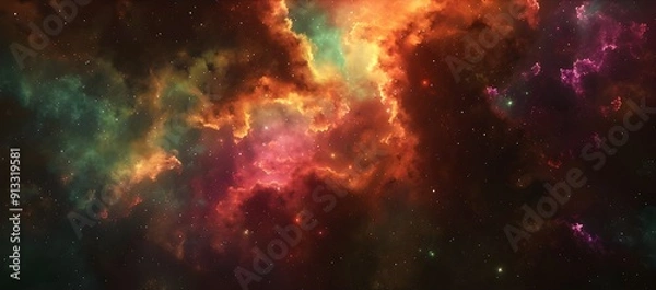Fototapeta A beautiful nebula in space, with colorful clouds and stars, in the nebular art style, with glowing light effects and a nebular background.