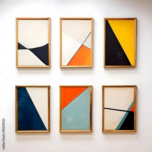 Obraz framed painting with abstract geometric shape