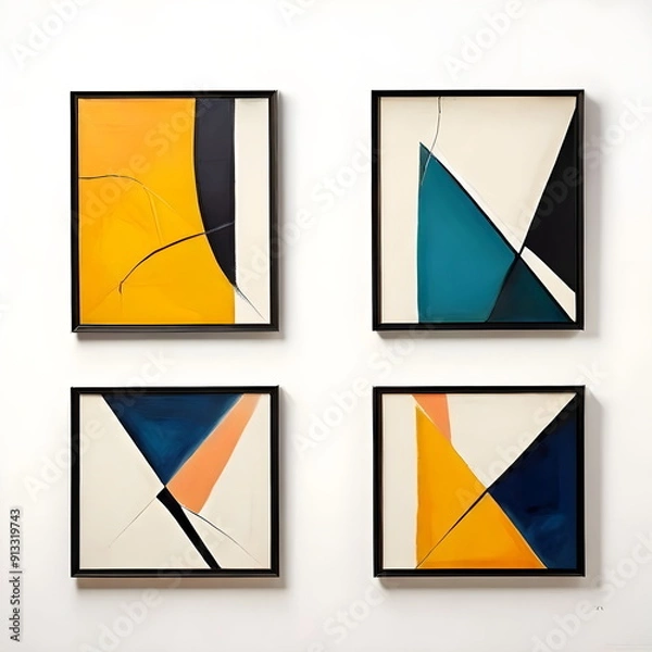 Obraz framed painting with abstract geometric shape