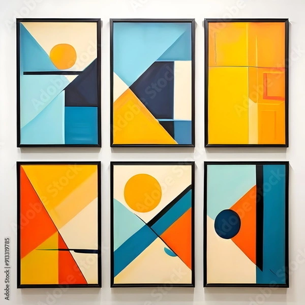 Obraz framed painting with abstract geometric shape