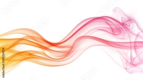 Fototapeta Abstract Smoke Art:  Red and Yellow Swirls in a White Background