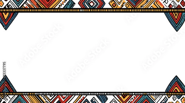 Fototapeta Vibrant Tribal Border, transparent background, white background