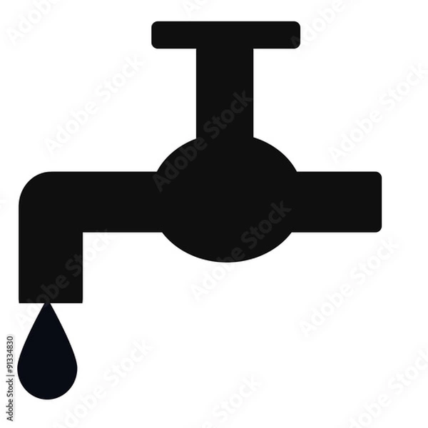 Obraz 水道の蛇口　左向き　黒