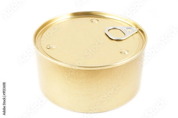 Obraz Can with key. Isolated on a white background.